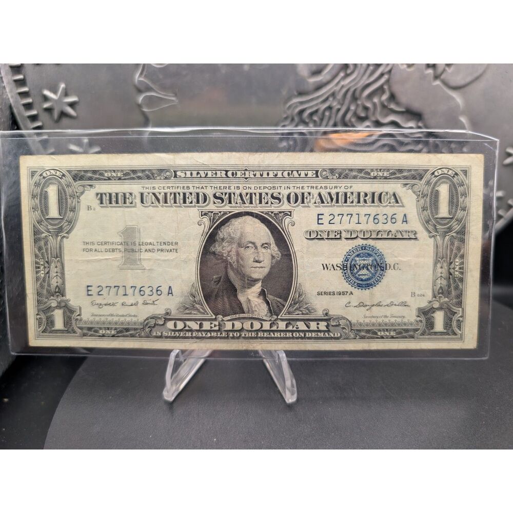 1957 $1 Silver Certificate • Blue Seal • E27717636A • Clean Circulated